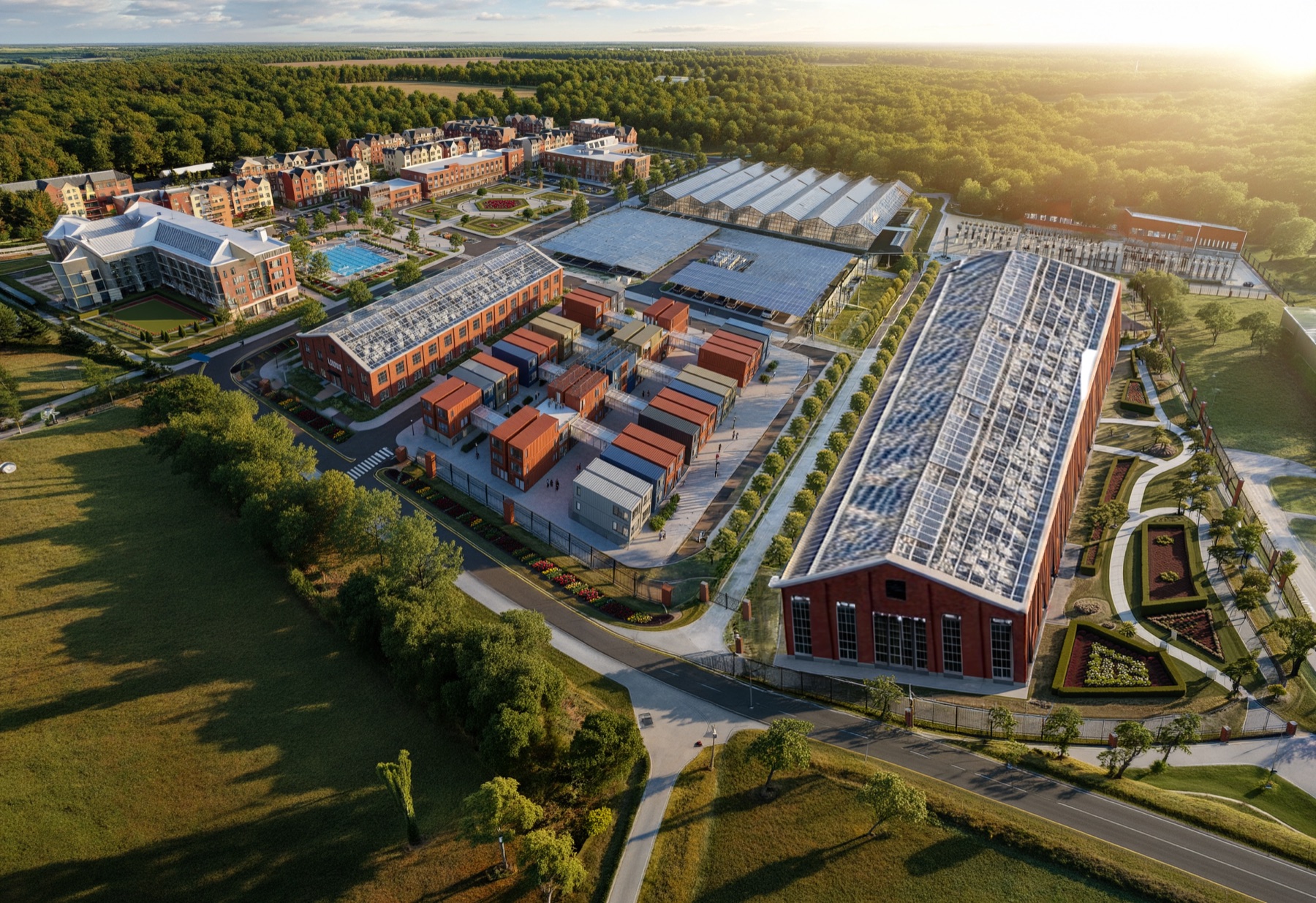 AI concept rendering of the SET Energy Greenville mixed-use community campus