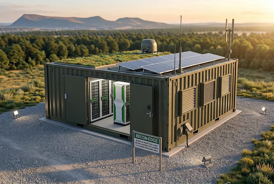 Standalone containerized edge computing node with solar and satellite uplink
